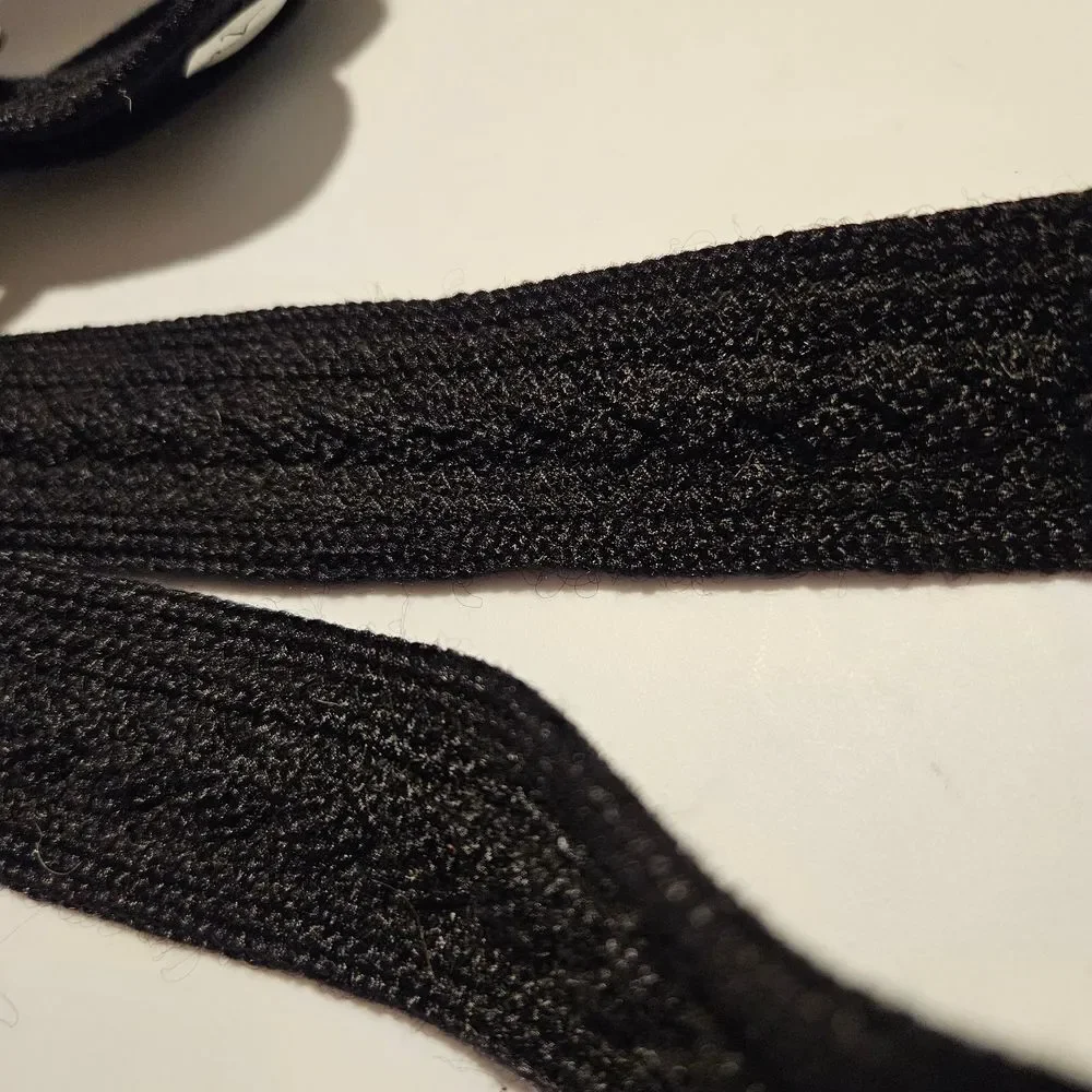 Black Woolblend Belt Silver Hardware Waist 32